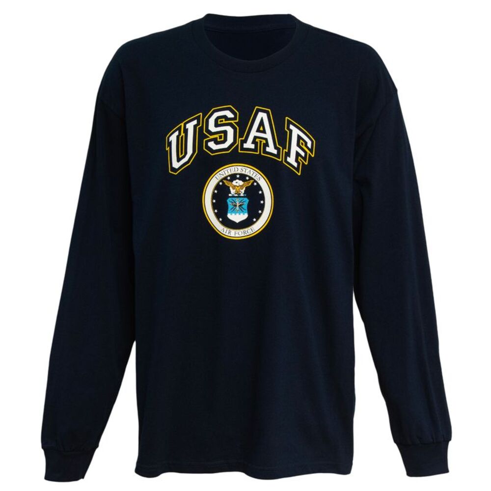 U.S. Air Force Emblem "USAF" Men's Graphic Long Sleeve T-Shirt in Navy, XL